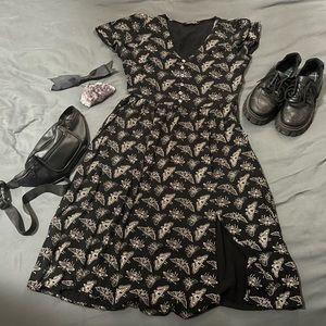 Disturbia Nature Print MIDI Dress Slit Detail